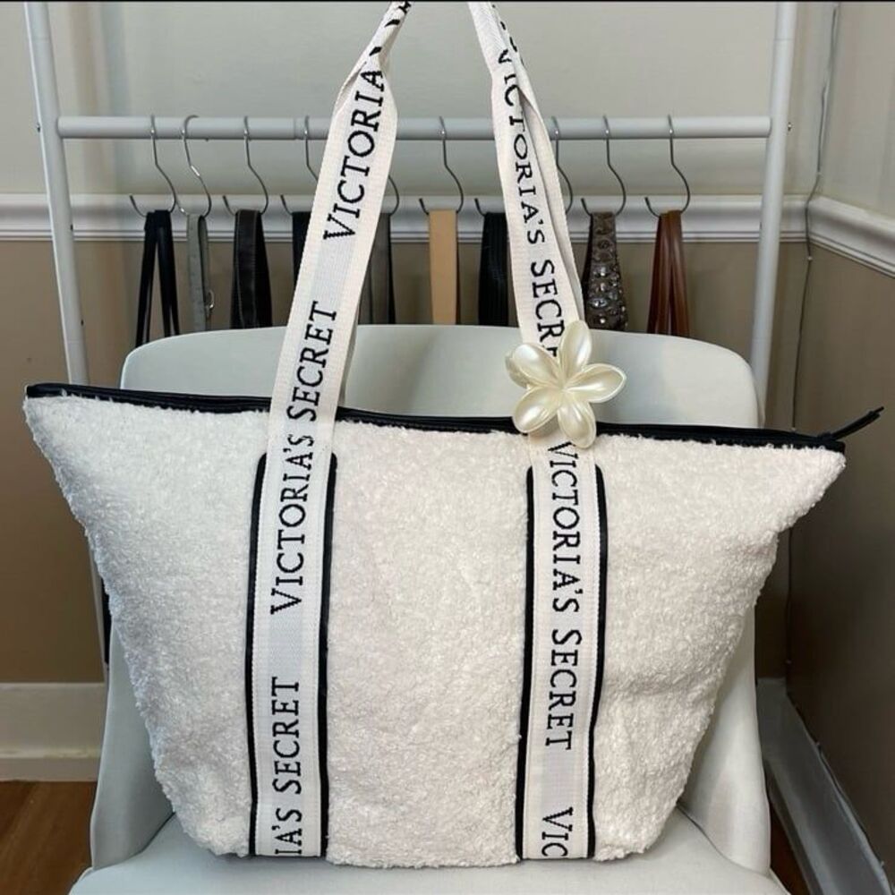 Victoria’s Secret Logo Sherpa Plush Fleece Tote Bag